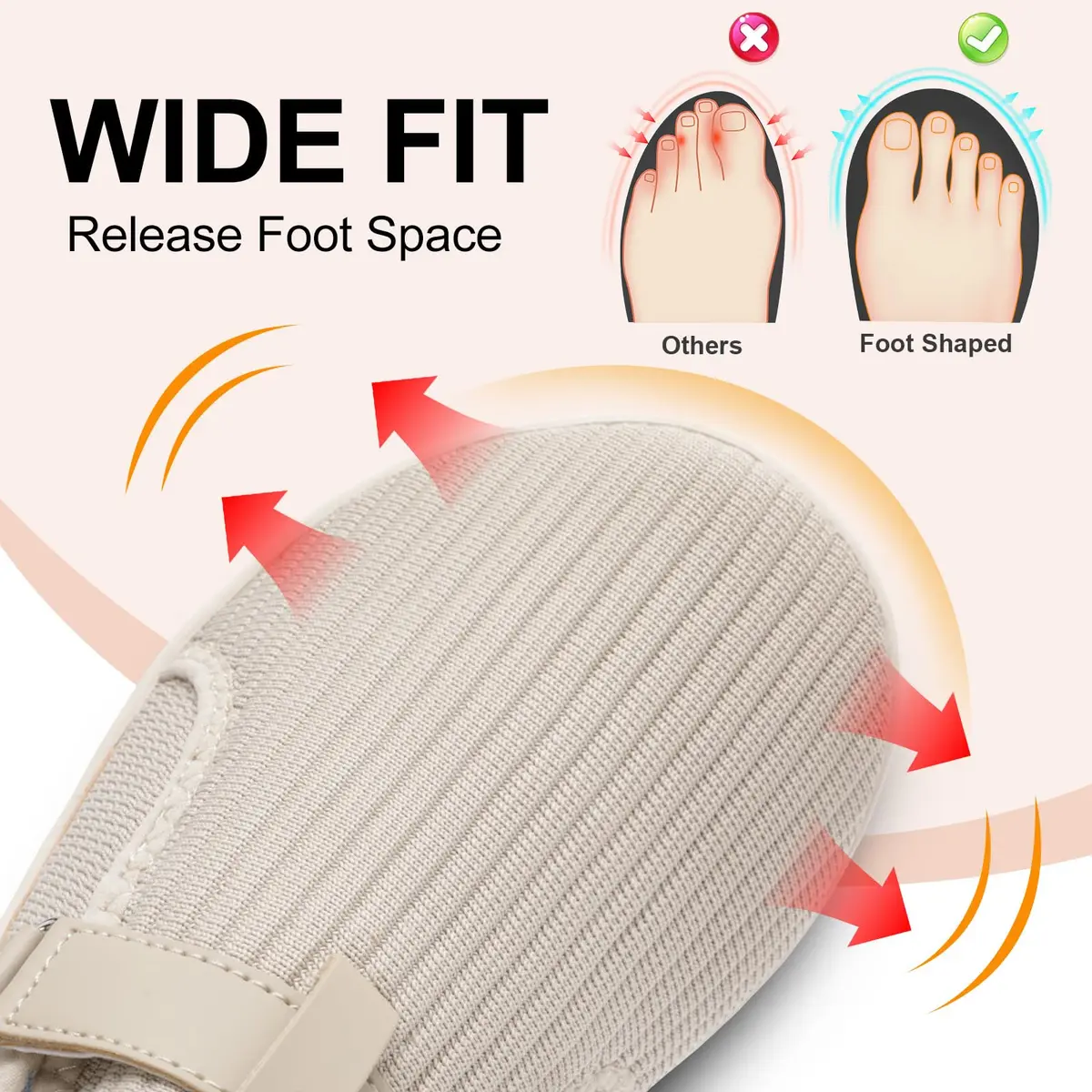 Spesoul Wide Womens Walking Shoes Adjustable Diabetic Shoes Breathable Zero Drop | Comfortable Wide Fit for Indoors & Outdoors - view 3