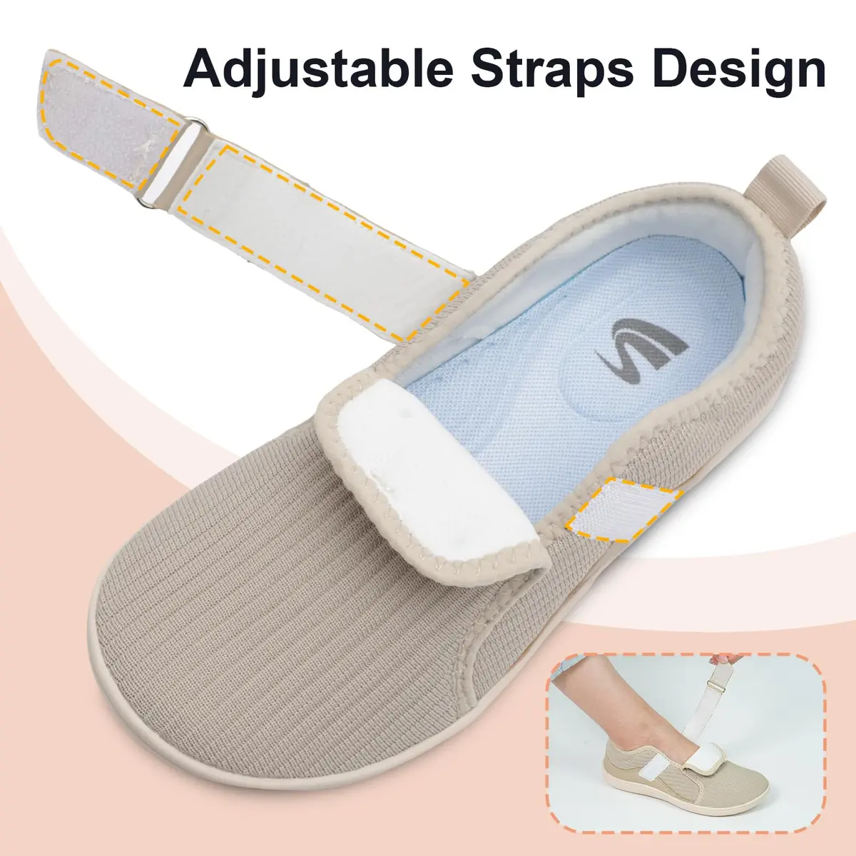 Spesoul Wide Womens Walking Shoes Adjustable Diabetic Shoes Breathable Zero Drop | Comfortable Wide Fit for Indoors & Outdoors - view 4