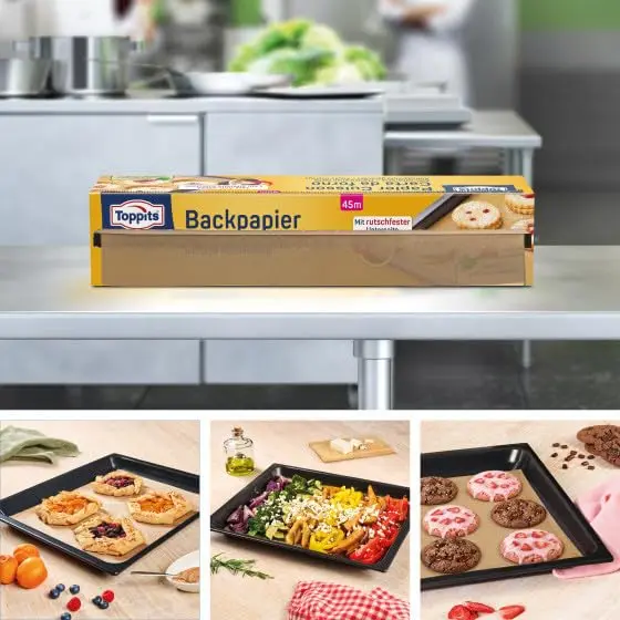 Toppits Baking Paper 45 m Roll Non-Stick with Tear-Off Saw | Heat Resistant 220°C, Versatile for Oven & Grill - view 4