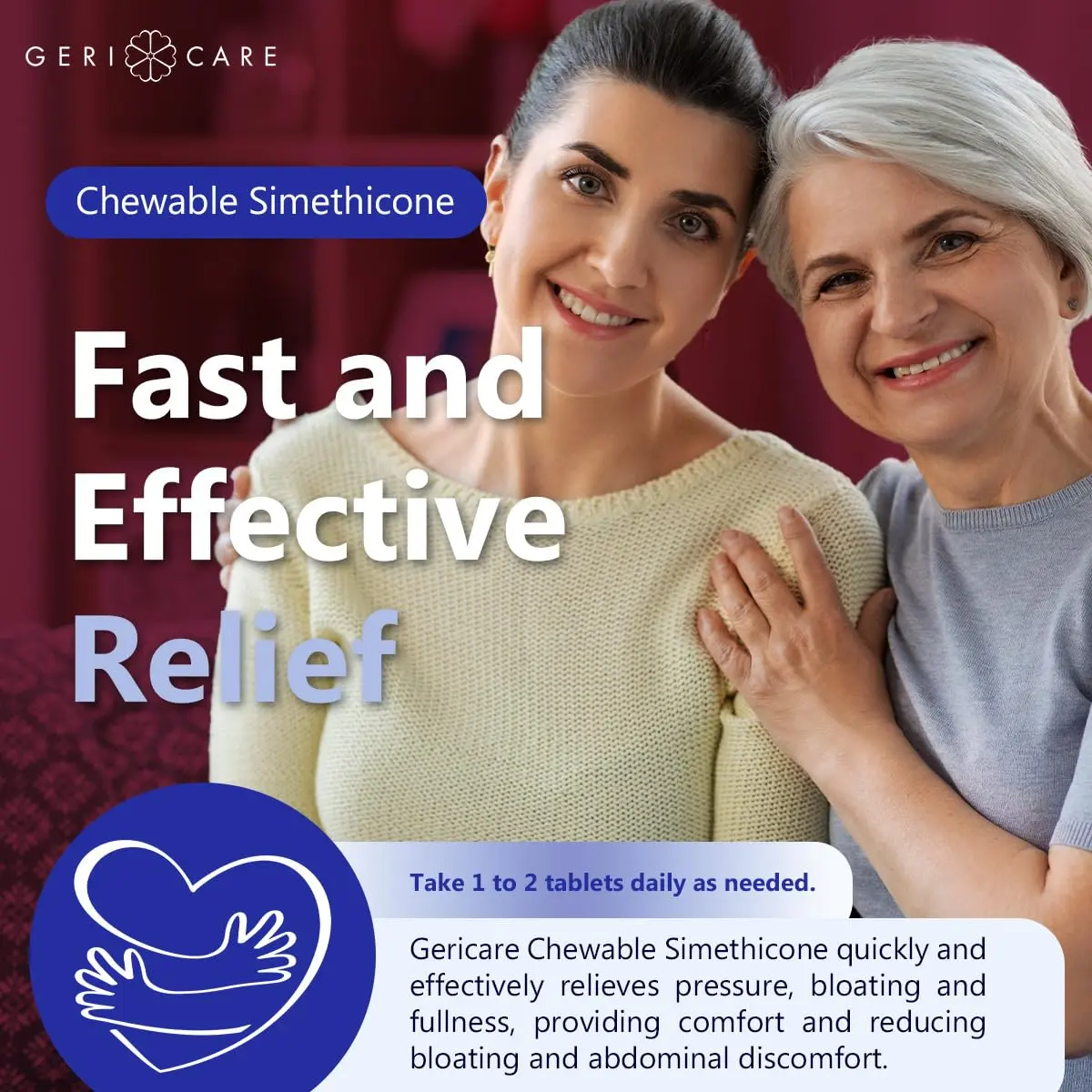 GeriCare Chewable Extra Strength Gas Relief Simethicone 125mg | Fast-Acting Digestive Gas Bloating Relief (70-120 chars) - view 5