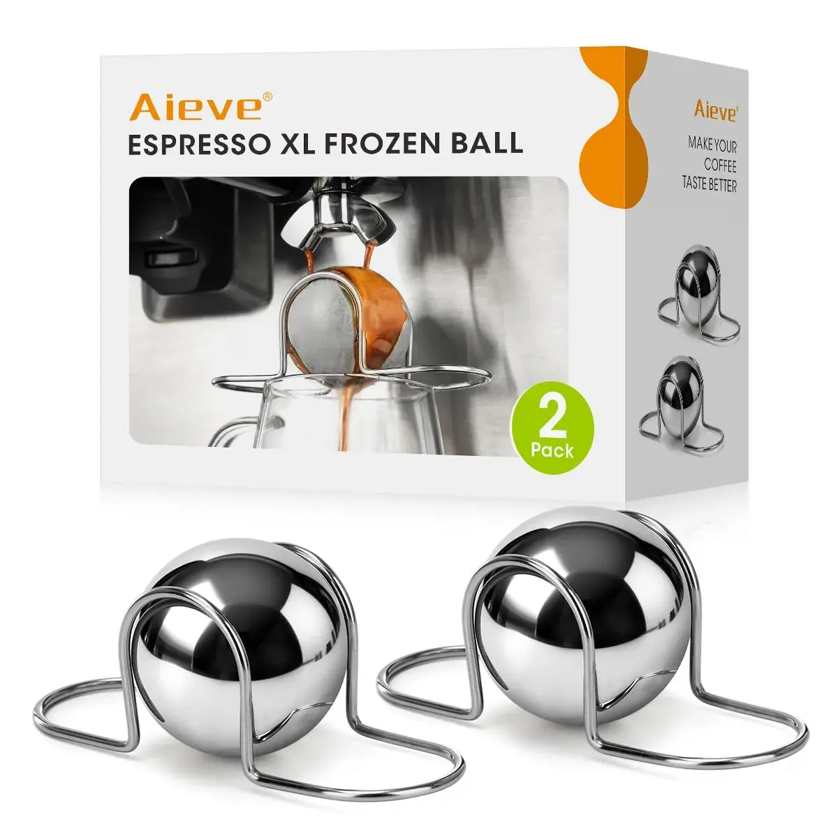 AIEVE XL Espresso Cooling Ball 2 Pack | Rapidly Chills Espresso for Smoother Taste - main product image