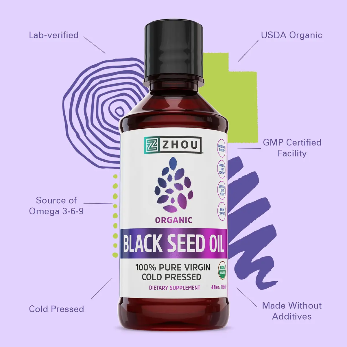 ZHOU Organic Black Seed Oil - Nigella Sativa 4 Fl Oz | Supports Immunity & Skin - view 4