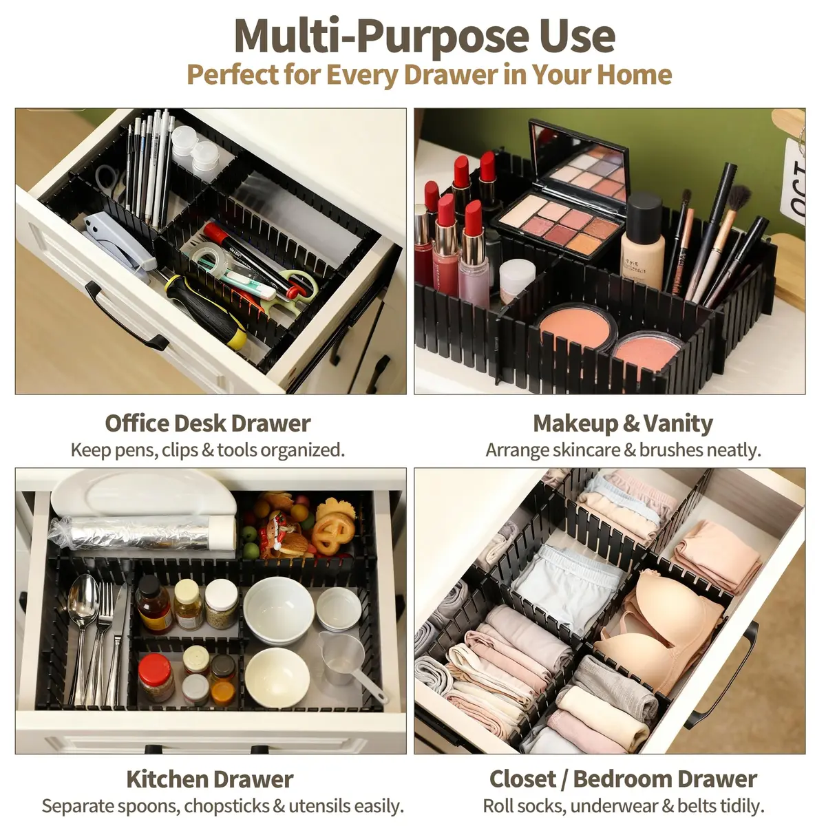 Bofoho Adjustable Drawer Dividers 32 Pack | Cut-to-Fit DIY Organizers for Kitchen & Closet - view 6