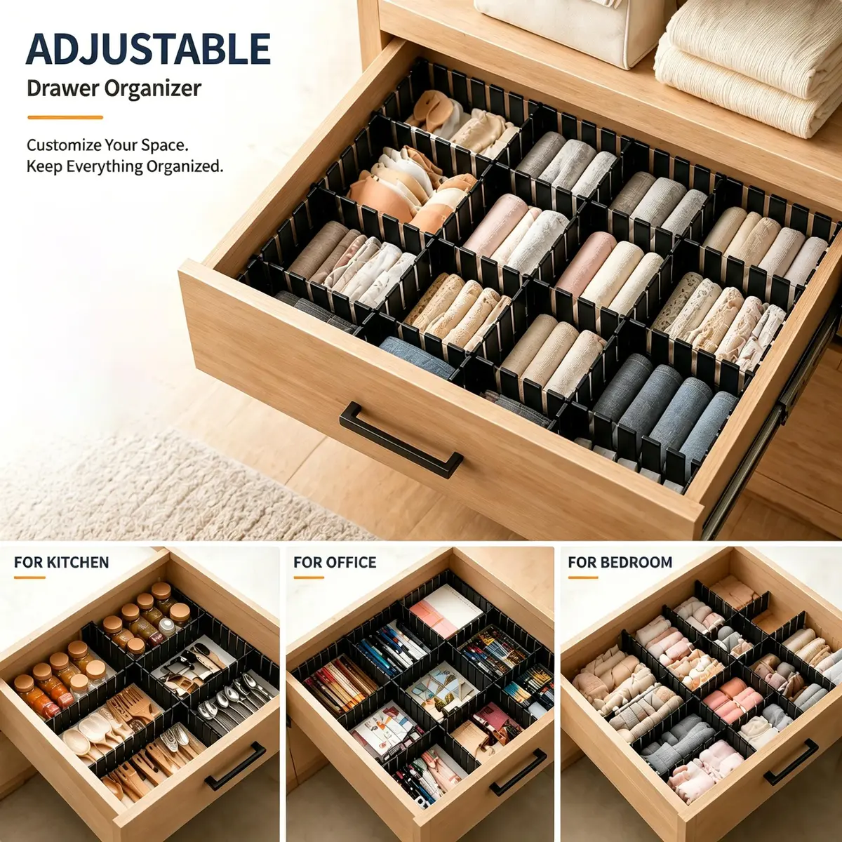 Bofoho Adjustable Drawer Dividers 32 Pack | Cut-to-Fit DIY Organizers for Kitchen & Closet - view 7