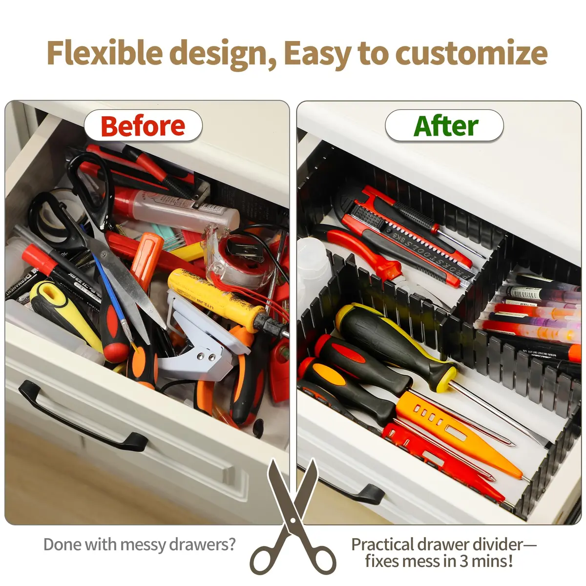 Bofoho Adjustable Drawer Dividers 32 Pack | Cut-to-Fit DIY Organizers for Kitchen & Closet - view 3