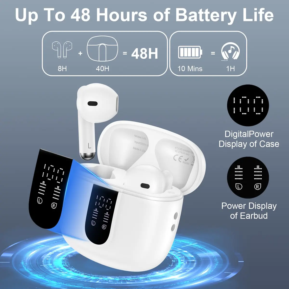 VIFIGEN Wireless Earbuds for iPhone 17e/17 Pro Max | 60H Playtime, IPX7 Waterproof, Bluetooth 5.3 - view 2
