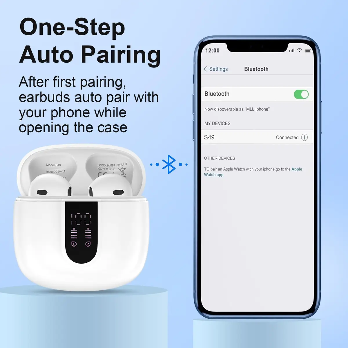 VIFIGEN Wireless Earbuds for iPhone 17e/17 Pro Max | 60H Playtime, IPX7 Waterproof, Bluetooth 5.3 - view 4