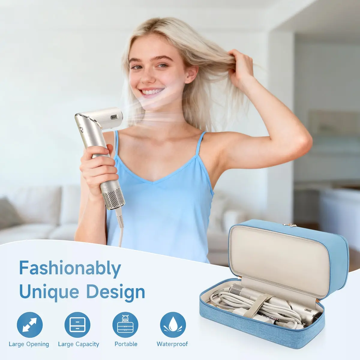 Adworte Travel Hair Dryer Case for Shark Flexstyle | Double-Layer Portable Organizer (70-120 chars) - view 3