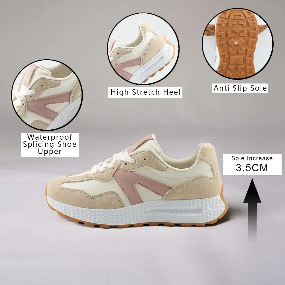 Chouiss Women's Athletic Walking Shoes with Popcorn Sole & Color Block Design, Pink 21cm (8.5 US) - view 3