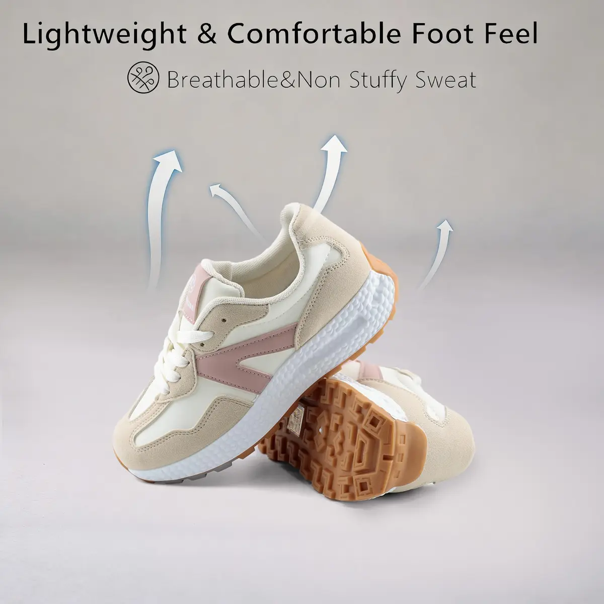 Chouiss Women's Athletic Walking Shoes with Popcorn Sole & Color Block Design, Pink 21cm (8.5 US) - view 4