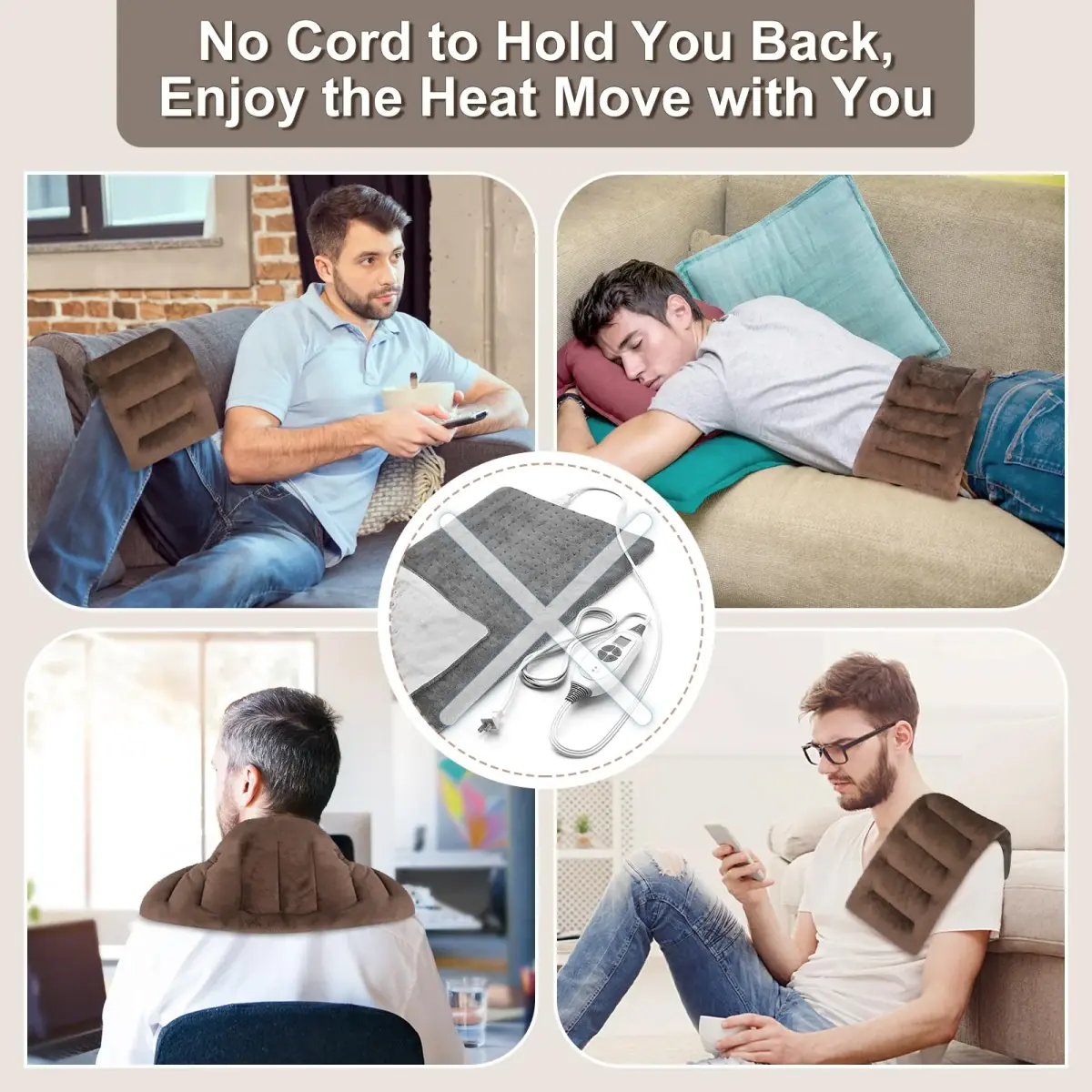 SuzziPad Microwave Heating Pad 7"X16" Brown | Moist Heat for Muscle Soreness & Fatigue - view 6