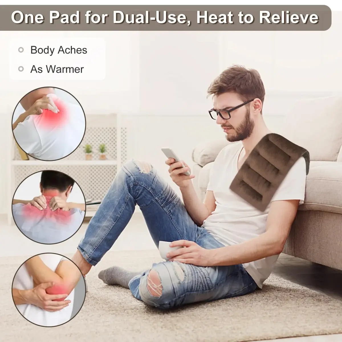 SuzziPad Microwave Heating Pad 7"X16" Brown | Moist Heat for Muscle Soreness & Fatigue - view 2