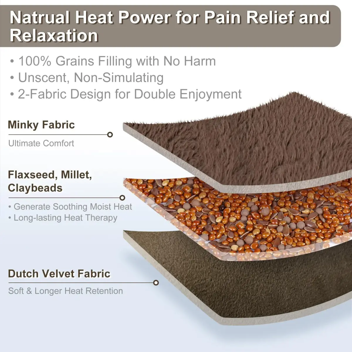 SuzziPad Microwave Heating Pad 7"X16" Brown | Moist Heat for Muscle Soreness & Fatigue - view 3