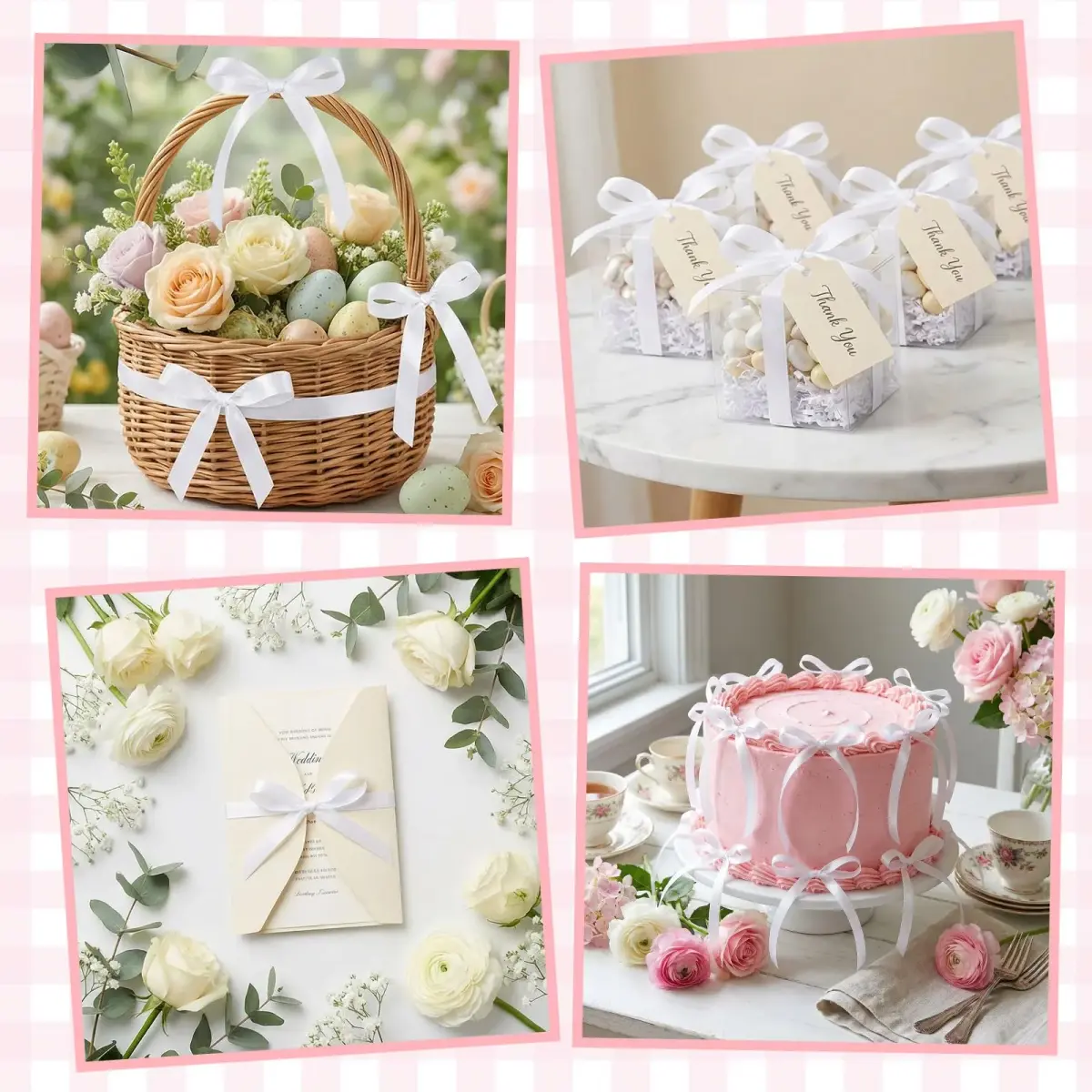 NatNarr White Bow Cake Toppers 30 Pack | Handmade Polyester Ribbon for Parties - view 7