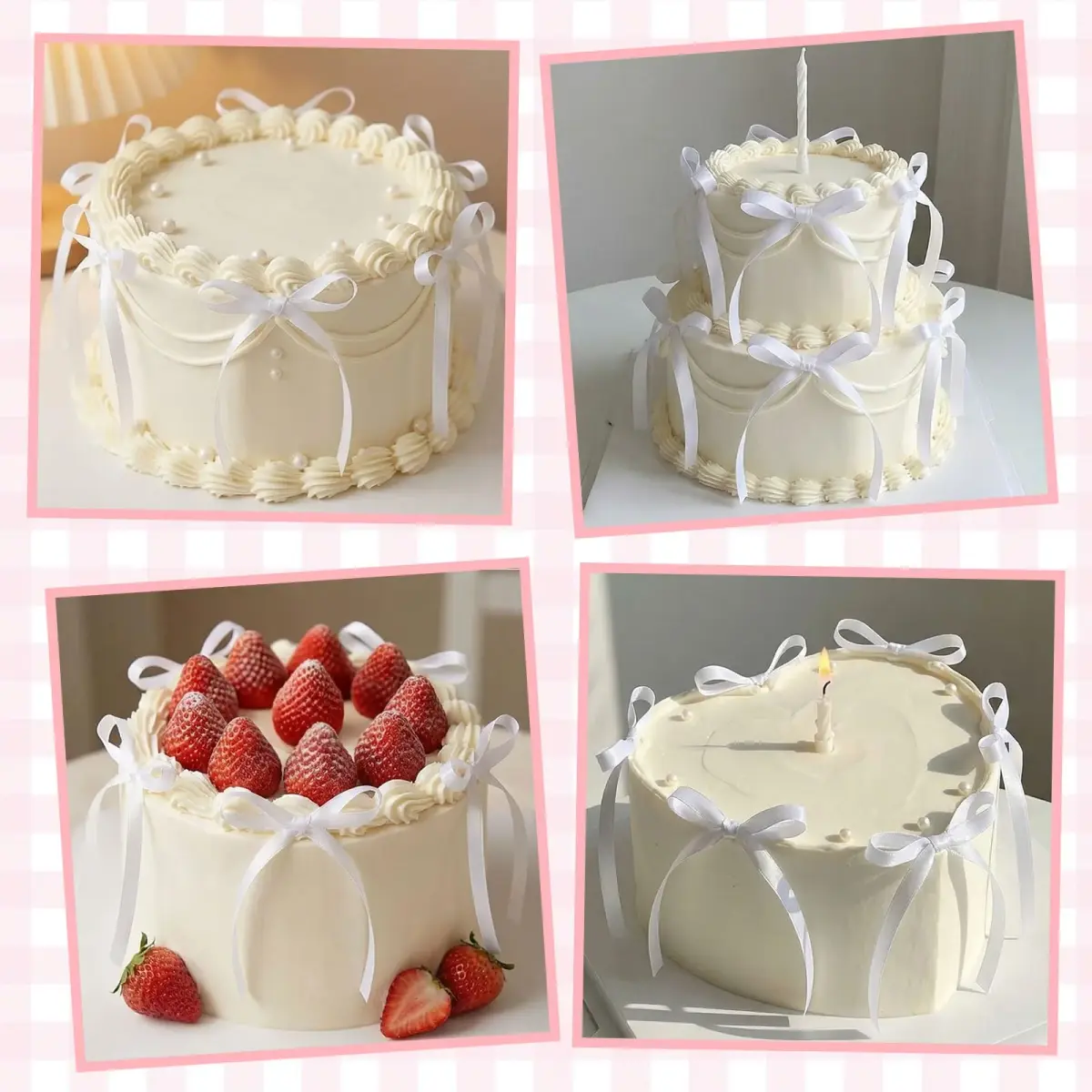 NatNarr White Bow Cake Toppers 30 Pack | Handmade Polyester Ribbon for Parties - view 3