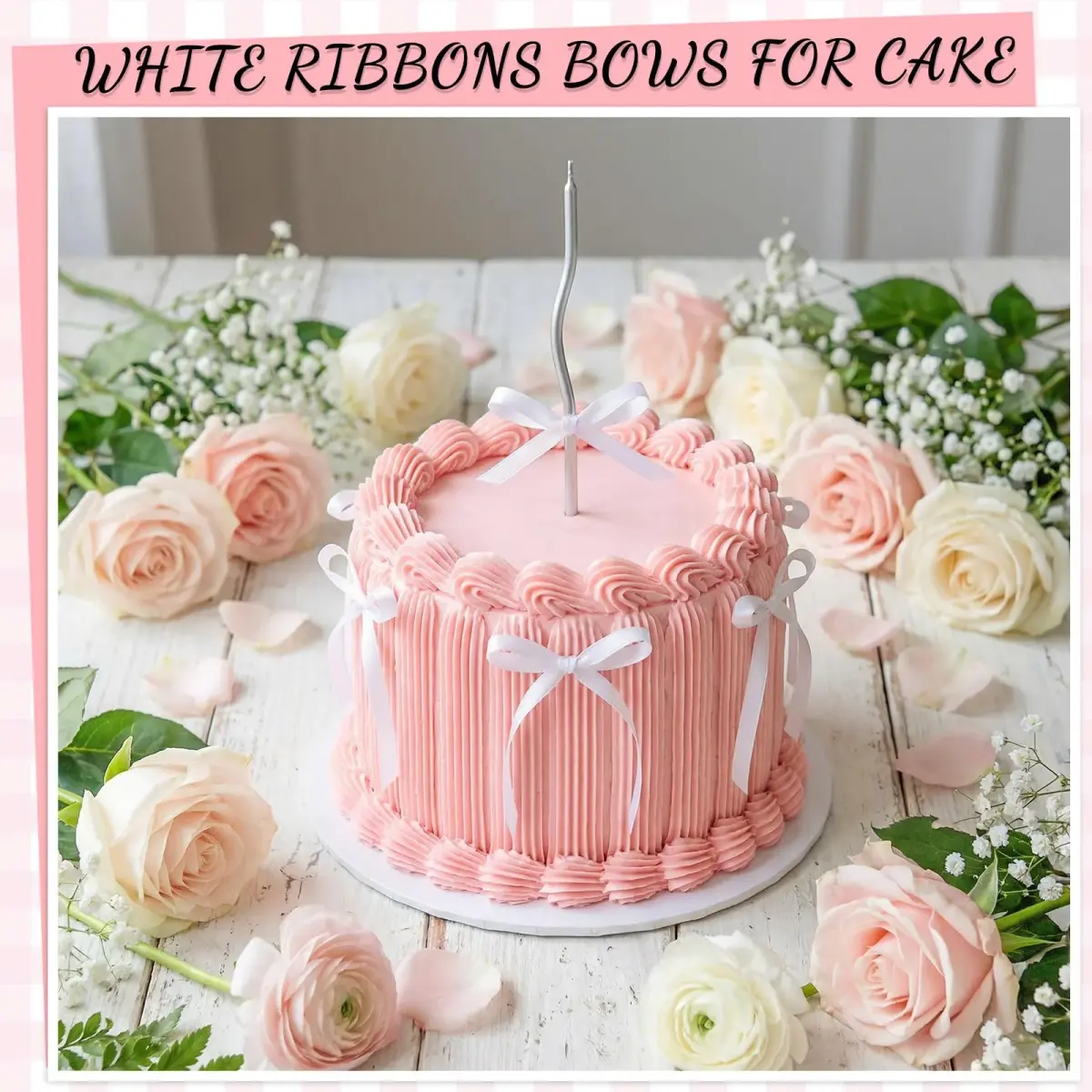 NatNarr White Bow Cake Toppers 30 Pack | Handmade Polyester Ribbon for Parties - view 4