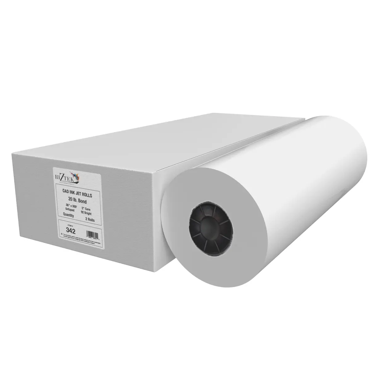 BIZTEK Wide Format Paper CAD Bond Rolls 36 inches x 300 ft | Vivid, Long-Lasting Prints - main product image