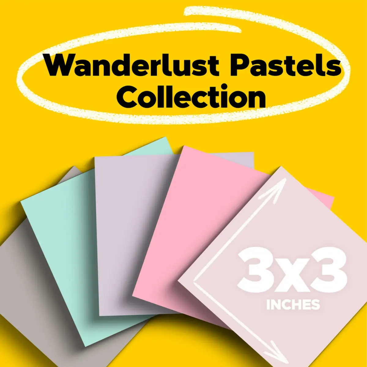 Post-it Super Sticky Notes Wanderlust Pastels Collection 3x3 in, 70 Sheets/Pad, 24 Pads | 2X Sticking Power, Recycled Paper - view 2