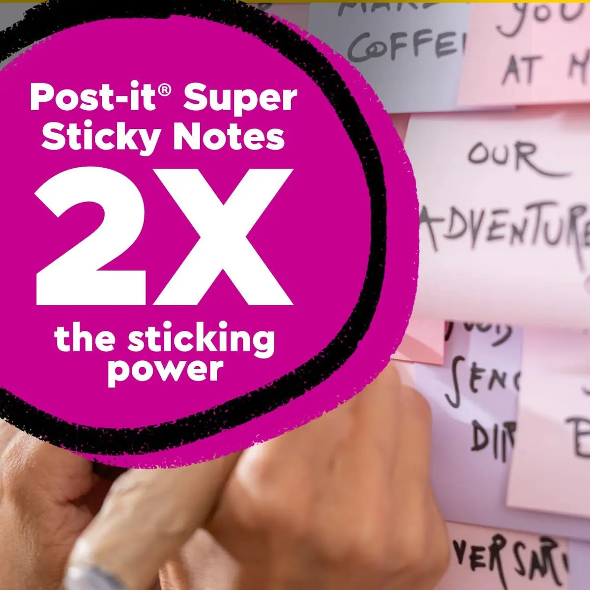 Post-it Super Sticky Notes Wanderlust Pastels Collection 3x3 in, 70 Sheets/Pad, 24 Pads | 2X Sticking Power, Recycled Paper - view 3