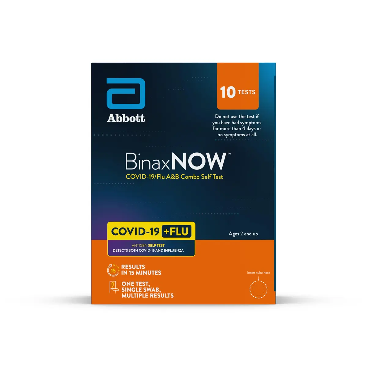 BinaxNOW COVID-19/Flu A&B Combo Self Test Kit | 10 Tests, 15 Min Results, Reliable Home Testing - main product image