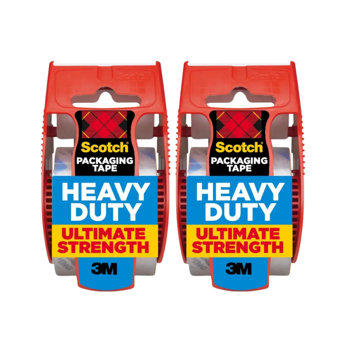 Scotch Heavy Duty Shipping Packing Tape Clear 1.88 in. x 22.2 yd. 2 Rolls with Dispensers | Industrial-Strength Adhesive for Boxes - main product image