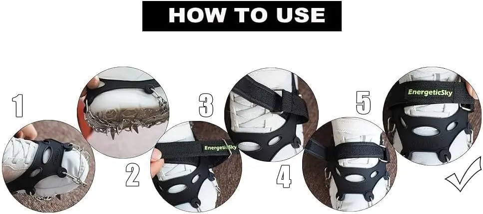 EnergeticSky Ice Traction Cleats Stainless Steel Spikes | Durable Snow & Ice Ground Boots (US 6-13) - view 6
