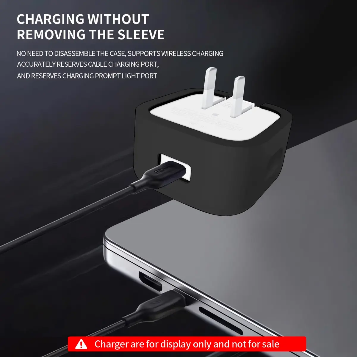 Seanai Black Silicone Charger Case for Apple 40W Dynamic Power Adapter | Protects Against Scratches & Dirt - view 7