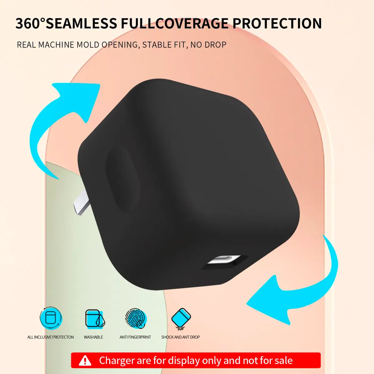 Seanai Black Silicone Charger Case for Apple 40W Dynamic Power Adapter | Protects Against Scratches & Dirt - view 3