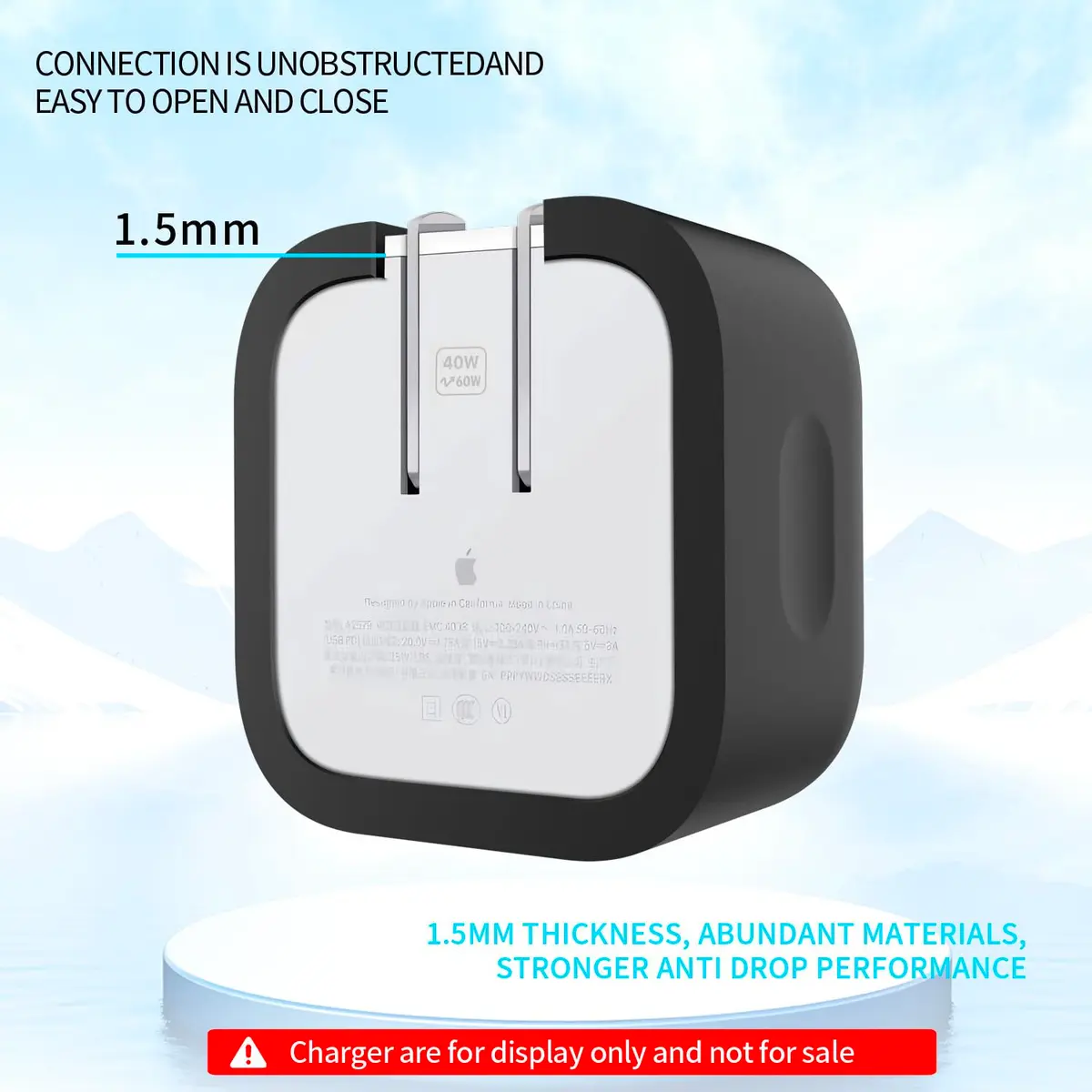 Seanai Black Silicone Charger Case for Apple 40W Dynamic Power Adapter | Protects Against Scratches & Dirt - view 4