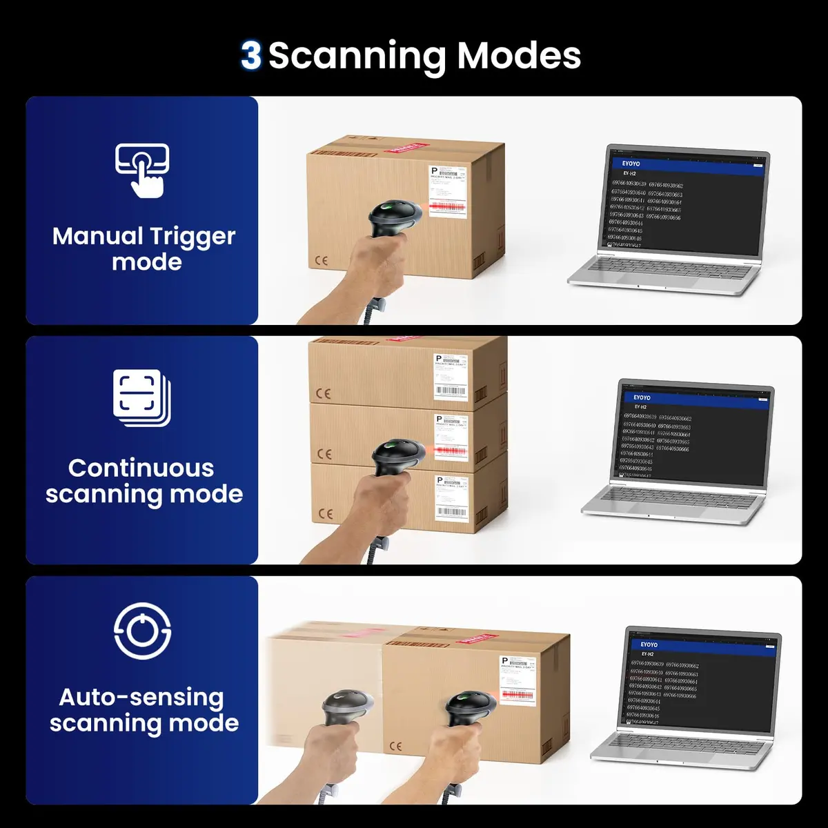 Eyoyo 2D Handheld USB QR Code Scanner - view 3