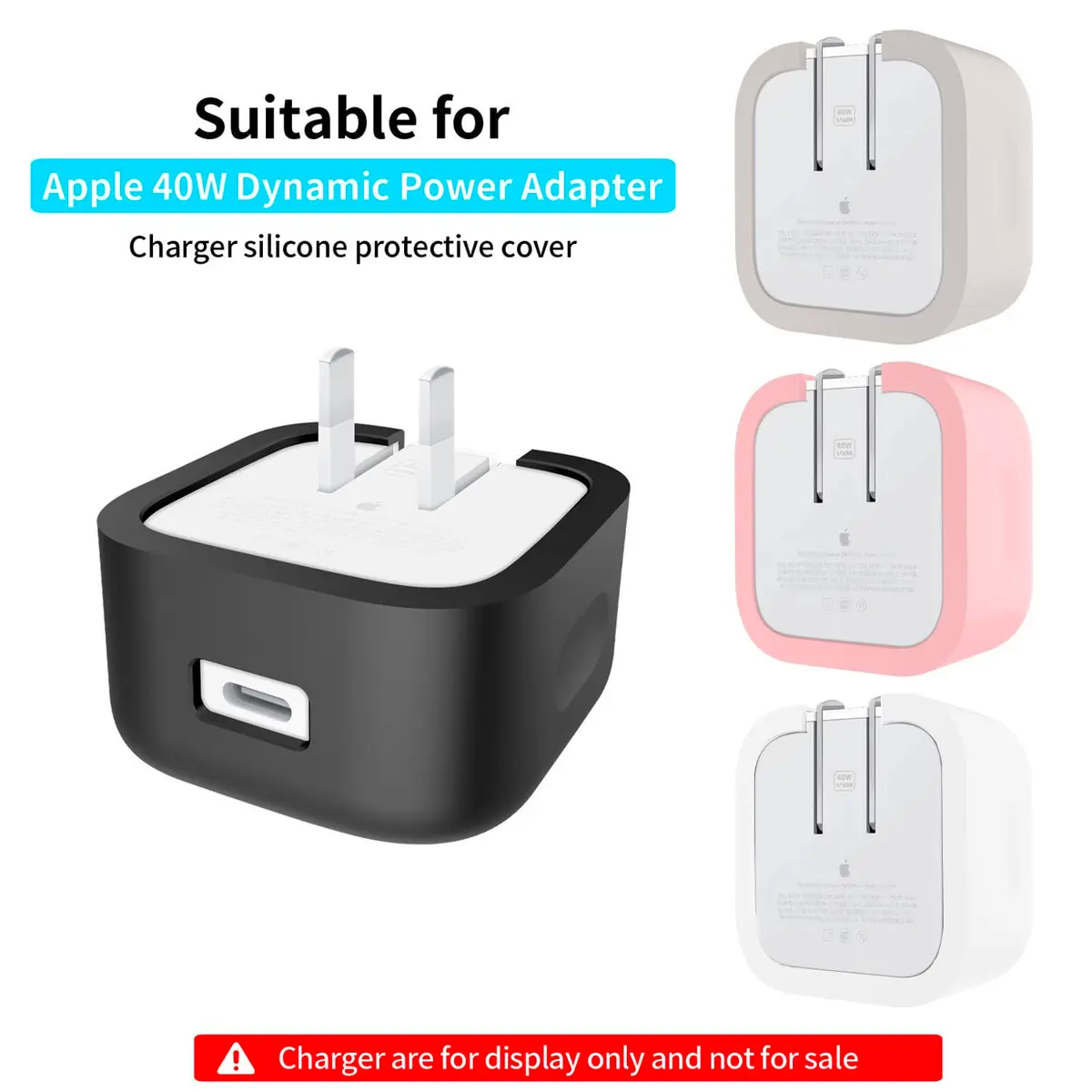 Seanai White Soft Silicone Charger Case for Apple 40W Dynamic Power Adapter | 2-Pack, 60W Max Compatible - view 9