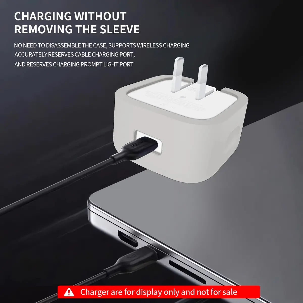 Seanai Grey Silicone Charger Cover for Apple 40W Dynamic Power Adapter | Protects Charger from Scratches & Dirt - view 7