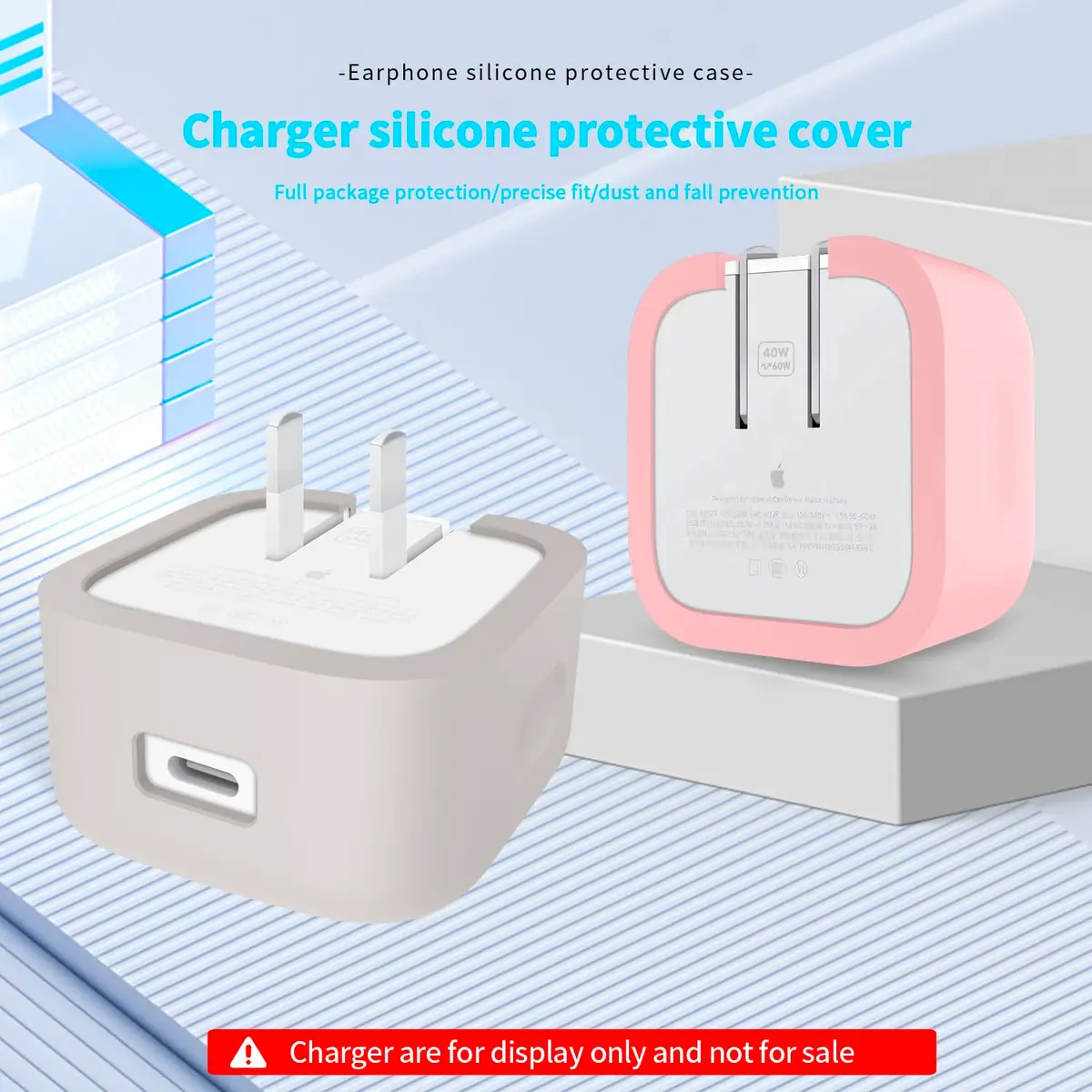 Seanai Grey Silicone Charger Cover for Apple 40W Dynamic Power Adapter | Protects Charger from Scratches & Dirt - view 2