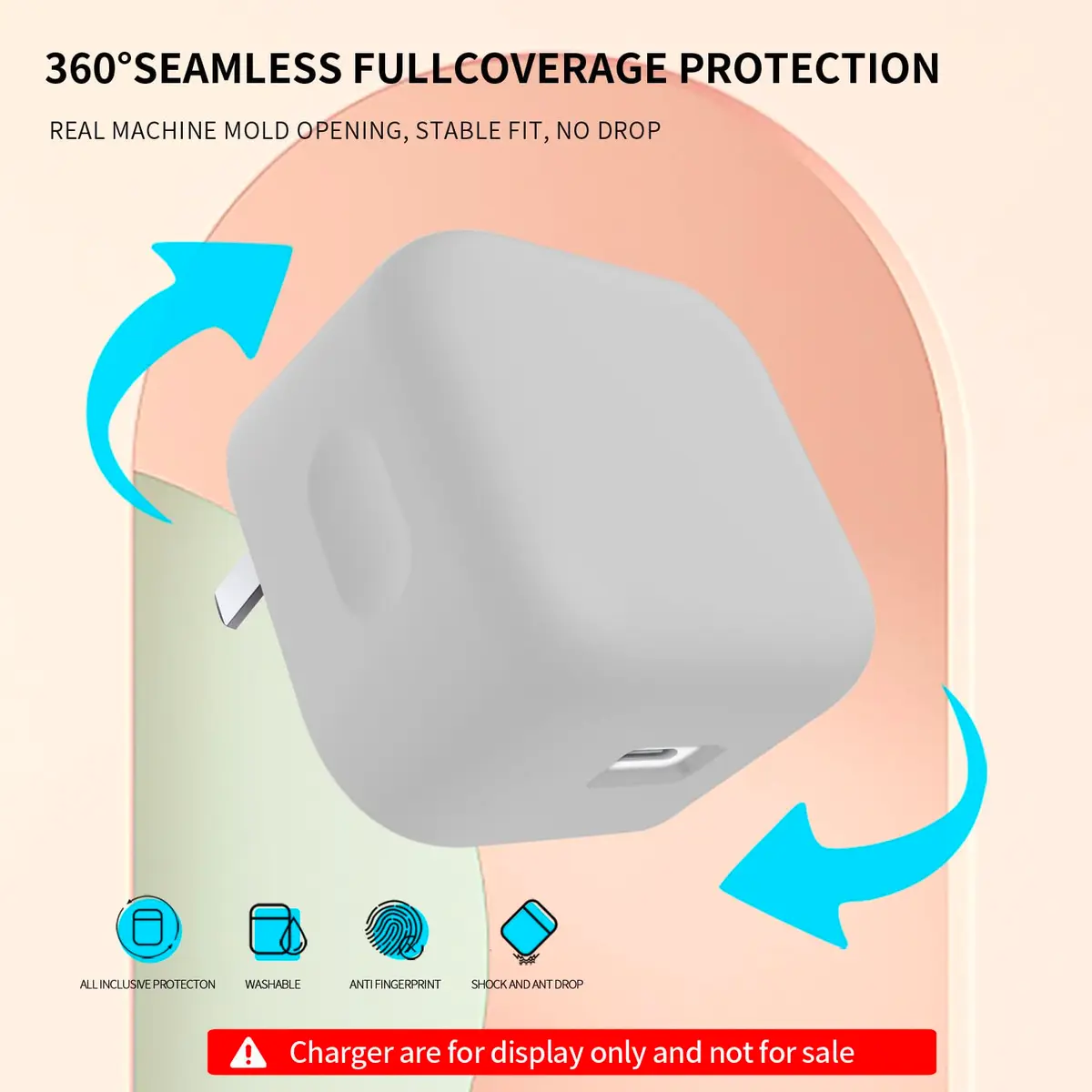 Seanai Grey Silicone Charger Cover for Apple 40W Dynamic Power Adapter | Protects Charger from Scratches & Dirt - view 3