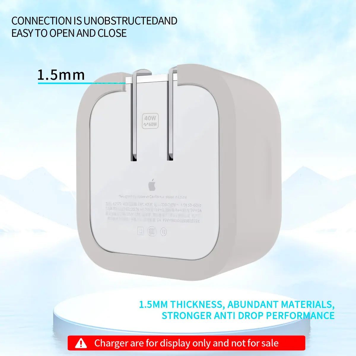 Seanai Grey Silicone Charger Cover for Apple 40W Dynamic Power Adapter | Protects Charger from Scratches & Dirt - view 4
