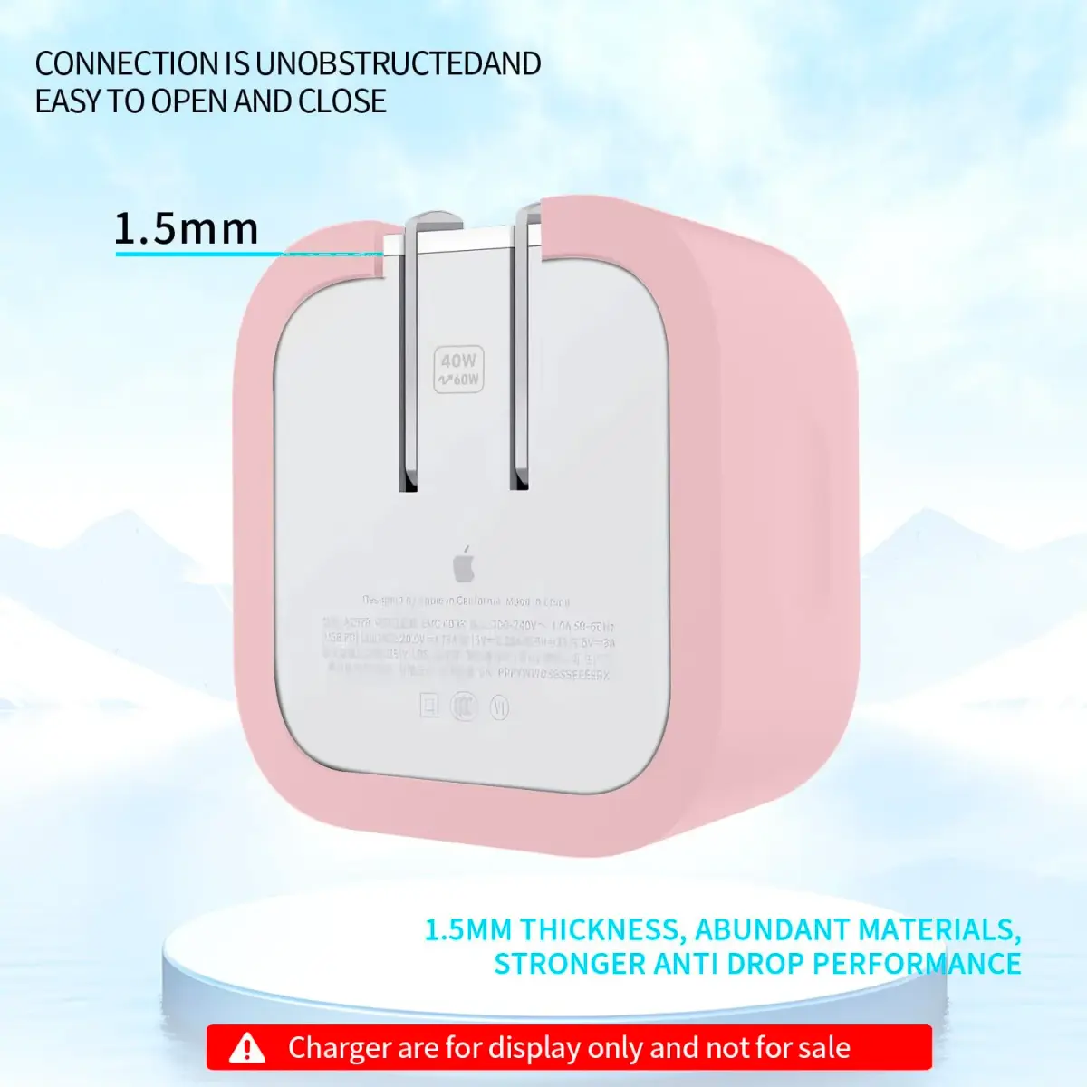 Seanai Pink Silicone Charger Cover for Apple 40W Dynamic Power Adapter 2-Pack | Protects Your Charger - view 4
