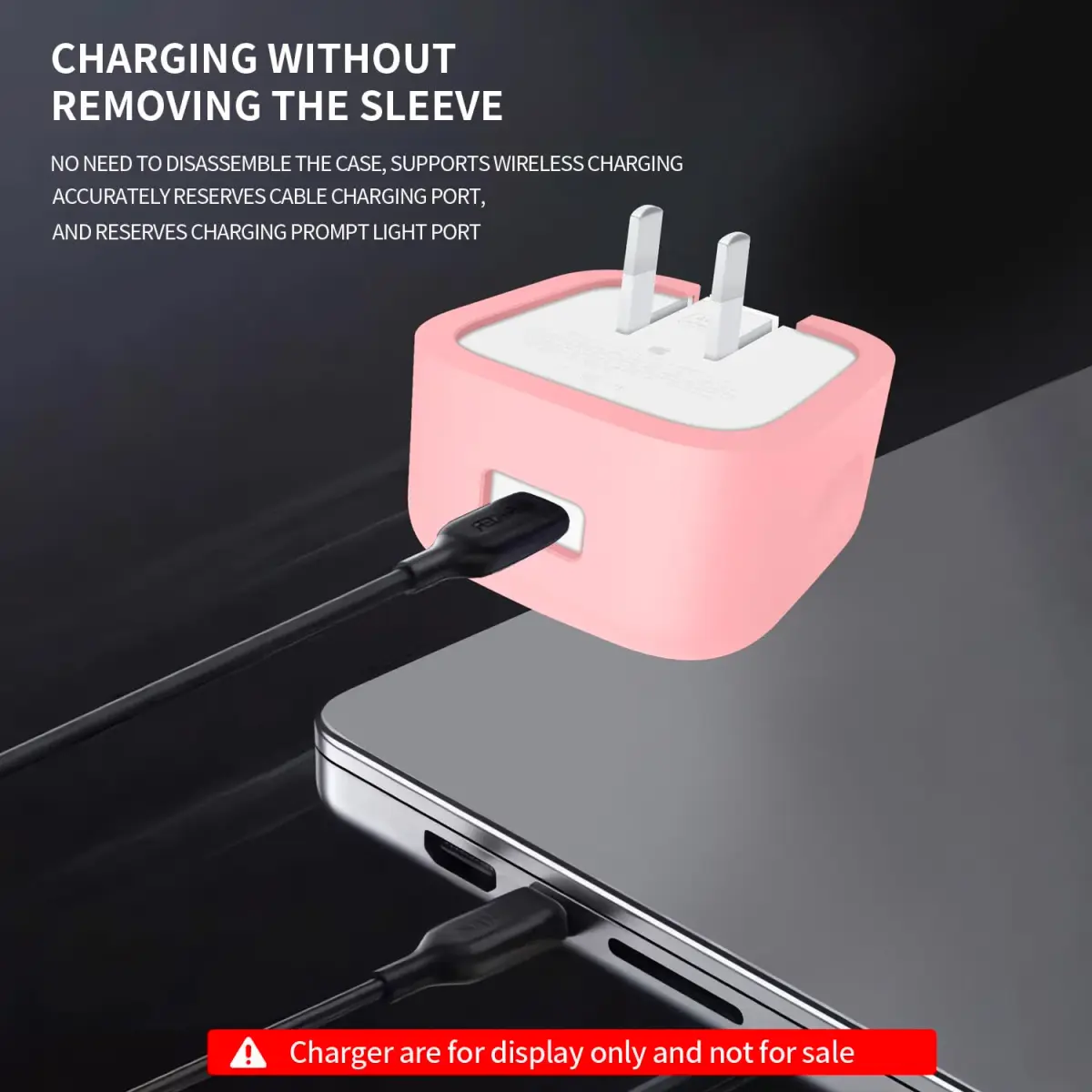 Seanai Pink Silicone Charger Cover for Apple 40W Dynamic Power Adapter 2-Pack | Protects Your Charger - view 7