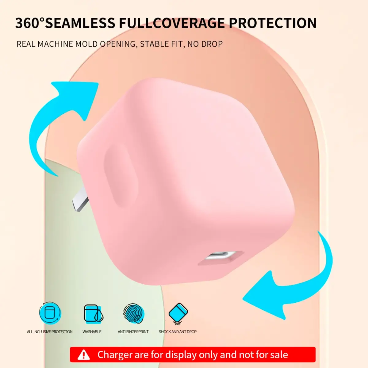 Seanai Pink Silicone Charger Cover for Apple 40W Dynamic Power Adapter 2-Pack | Protects Your Charger - view 3