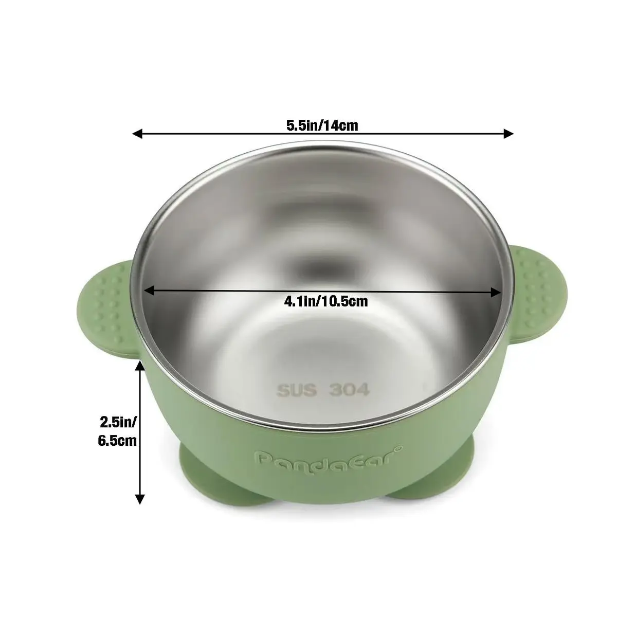PandaEar Stainless Steel Baby Suction Bowls | Non-Slip, Unbreakable, Mess-Free (Blue Green Beige, With Lids) - view 5