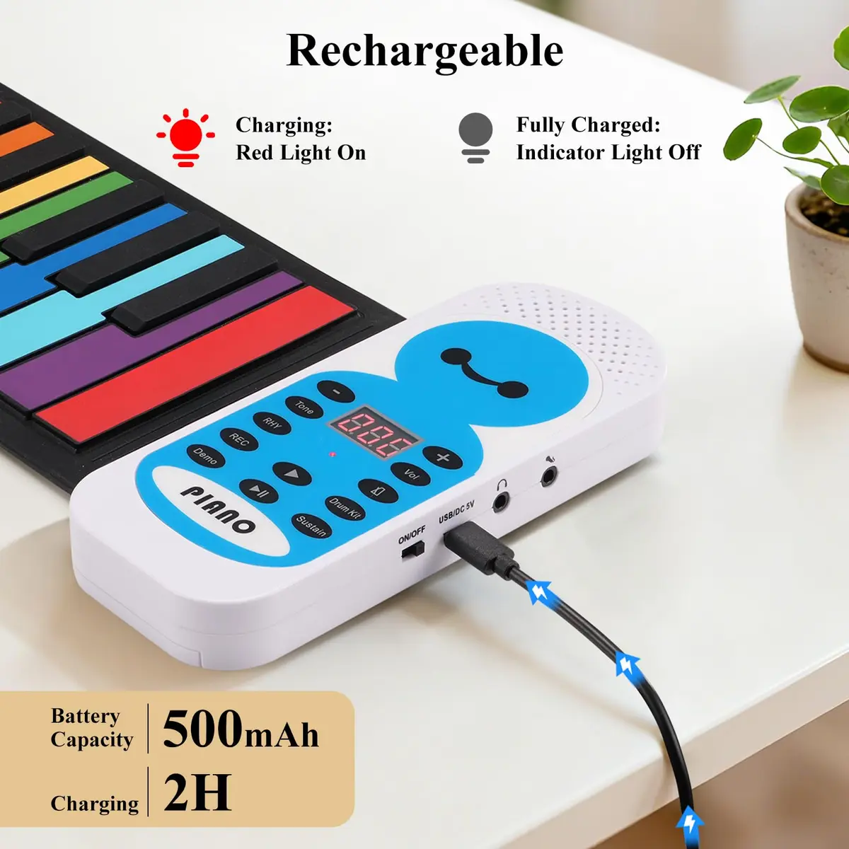 POGOLAB 49 Keys Roll Up Keyboard Piano | Portable Digital Electric Foldable Piano with LED Display for Beginners - view 5