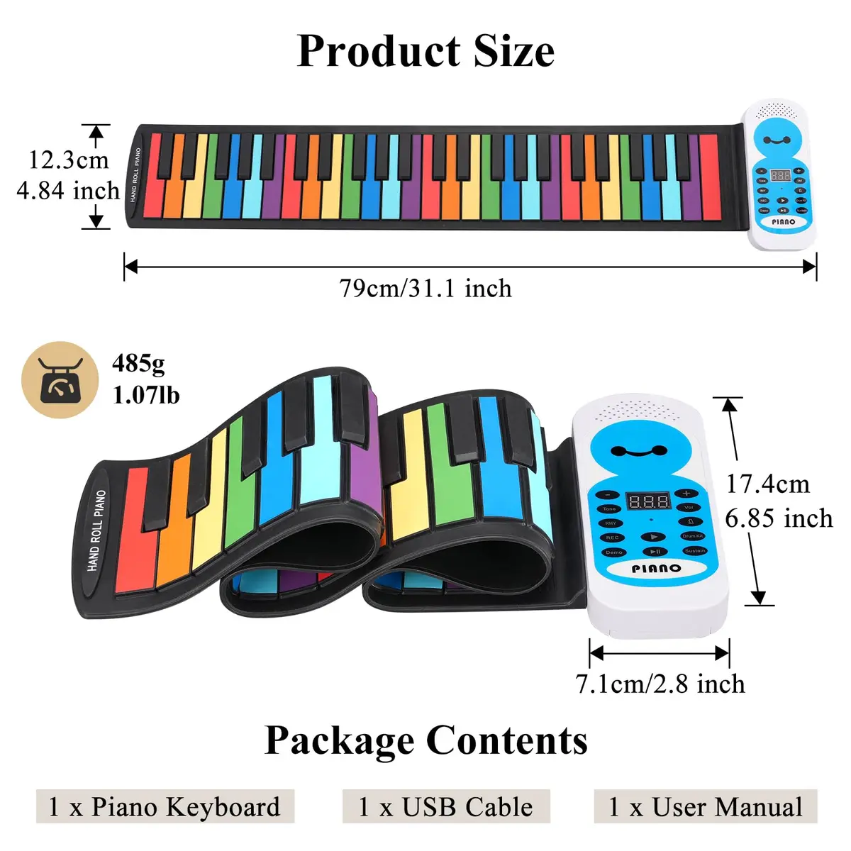 POGOLAB 49 Keys Roll Up Keyboard Piano | Portable Digital Electric Foldable Piano with LED Display for Beginners - view 6