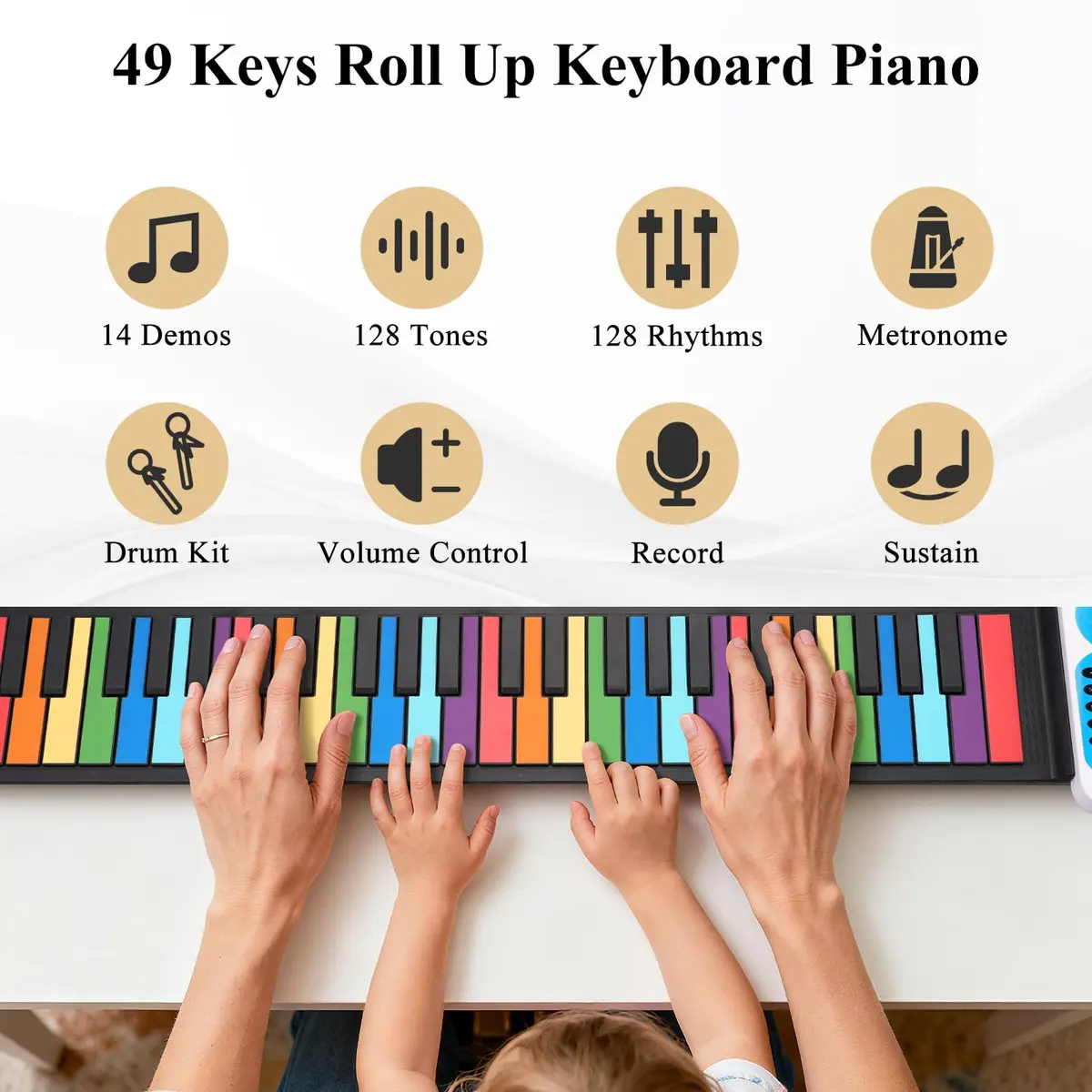 POGOLAB 49 Keys Roll Up Keyboard Piano | Portable Digital Electric Foldable Piano with LED Display for Beginners - view 3