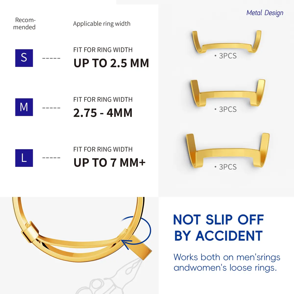 ELETIUO Gold Ring Adjustable Set | 15-Piece Jewelry Sizer & Reducer for Men & Women - view 3