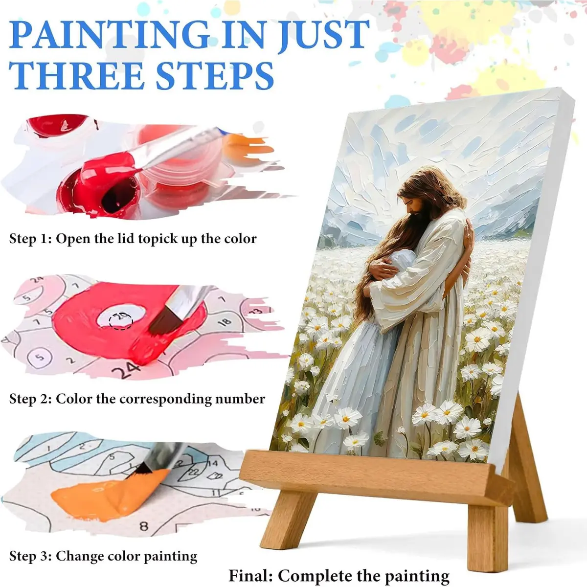 Fairyland JinWenn Jesus Christian Paint by Numbers Kit for Adults Canvas | Easy Beginner Art Craft Kit 40x50 cm (16x20 inches) - view 7