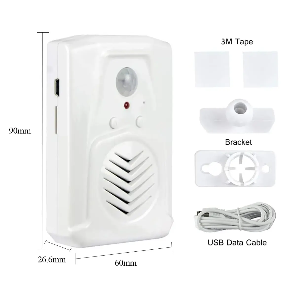 XYszpcgs PIR Motion Sensor Activated Sound Player Speaker with USB Cable, Download Your Own MP3 Audio Files (White, 2 Pcs) - view 6