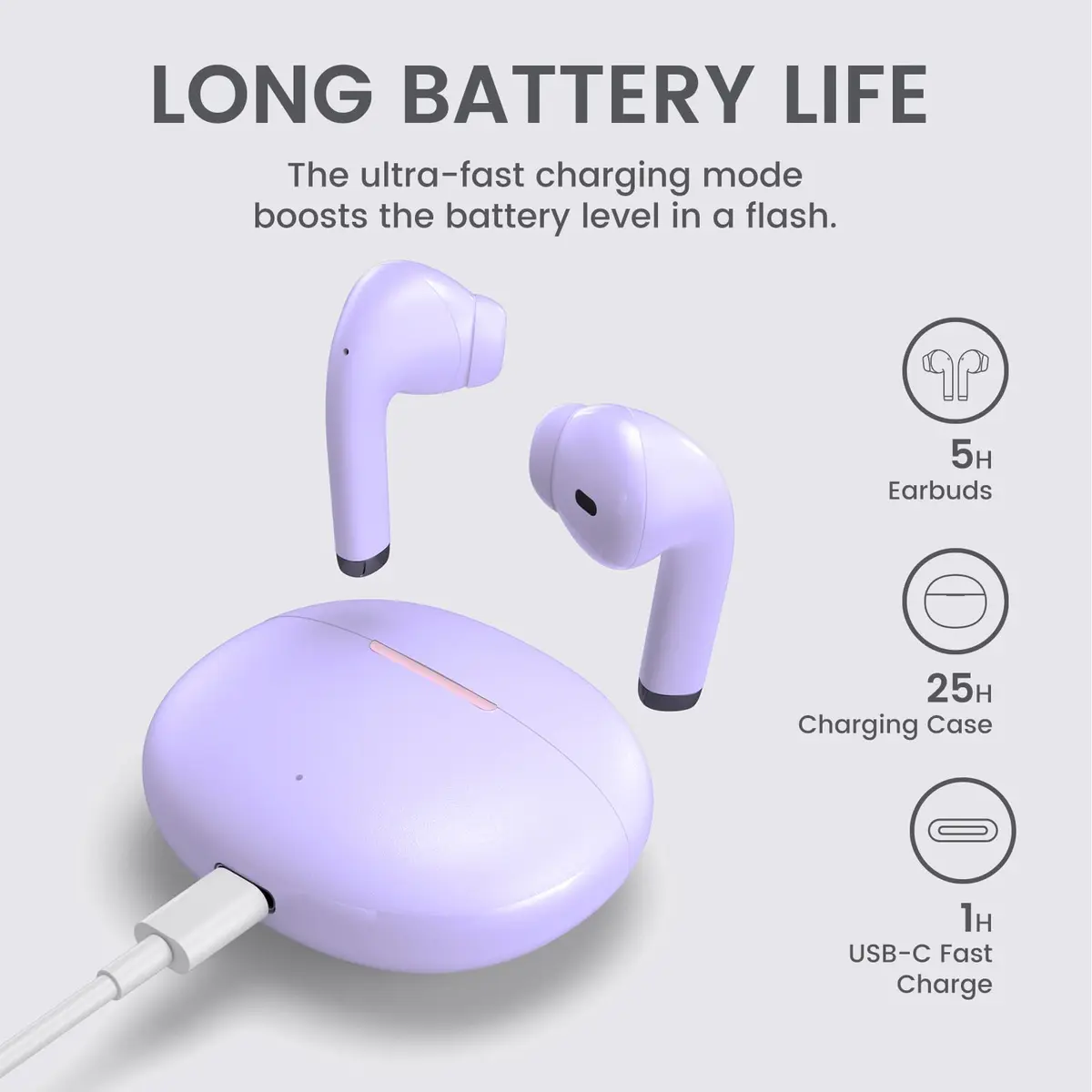 yobola Wireless Earbuds for Samsung Galaxy Ultra Comfort Bluetooth 5.4 Headphones, Purple, IPX7 Waterproof - view 5
