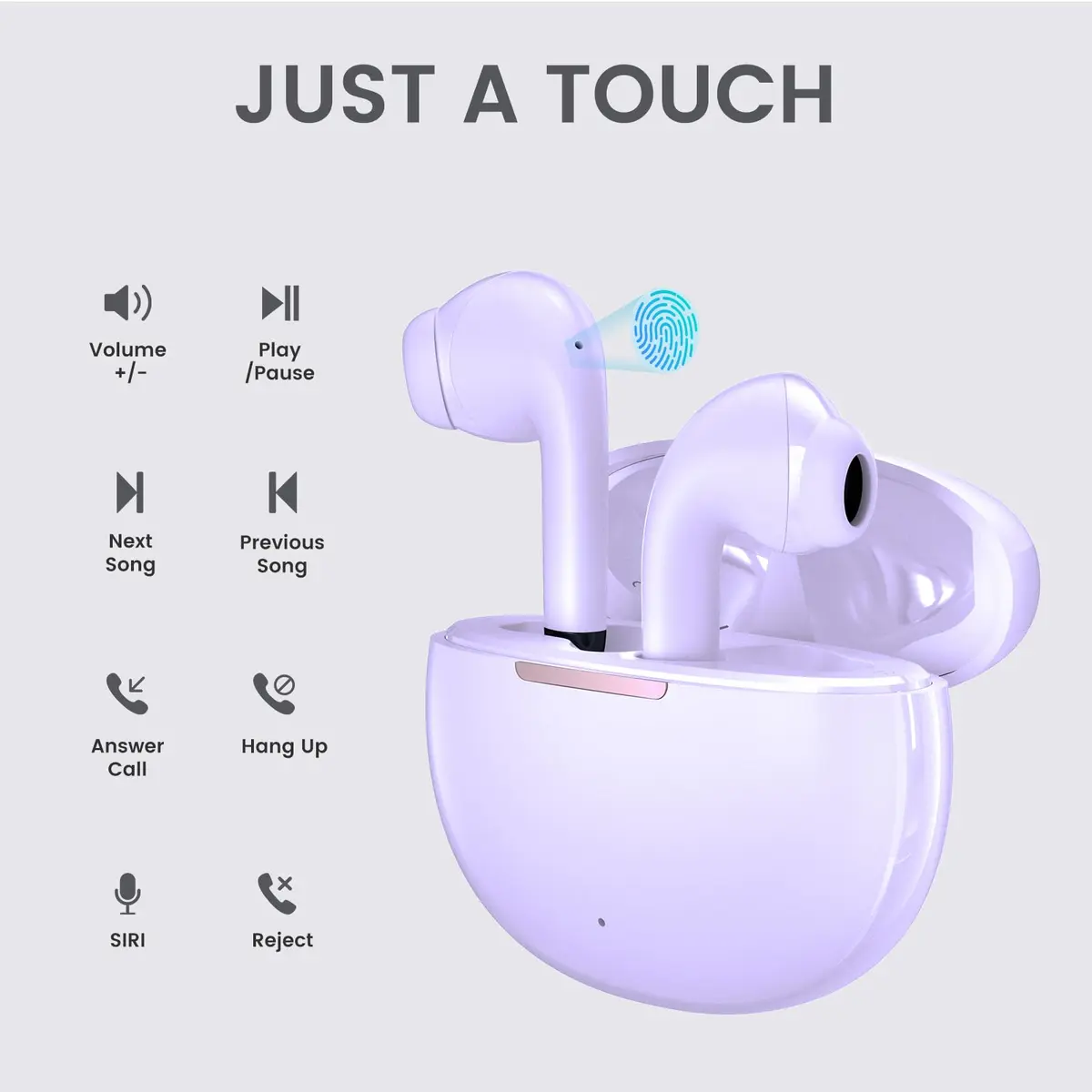 yobola Wireless Earbuds for Samsung Galaxy Ultra Comfort Bluetooth 5.4 Headphones, Purple, IPX7 Waterproof - view 4