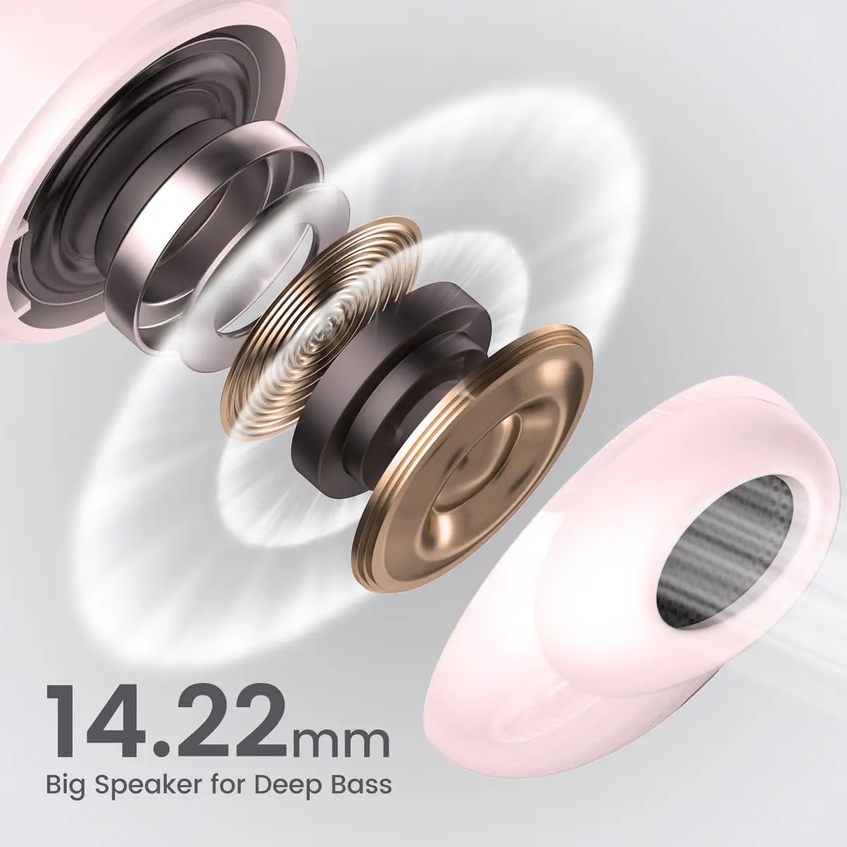 yobola Wireless Earbuds for Samsung Galaxy Ultra Comfort Bluetooth 5.4 Headphones with Charging Case, Pink - view 3