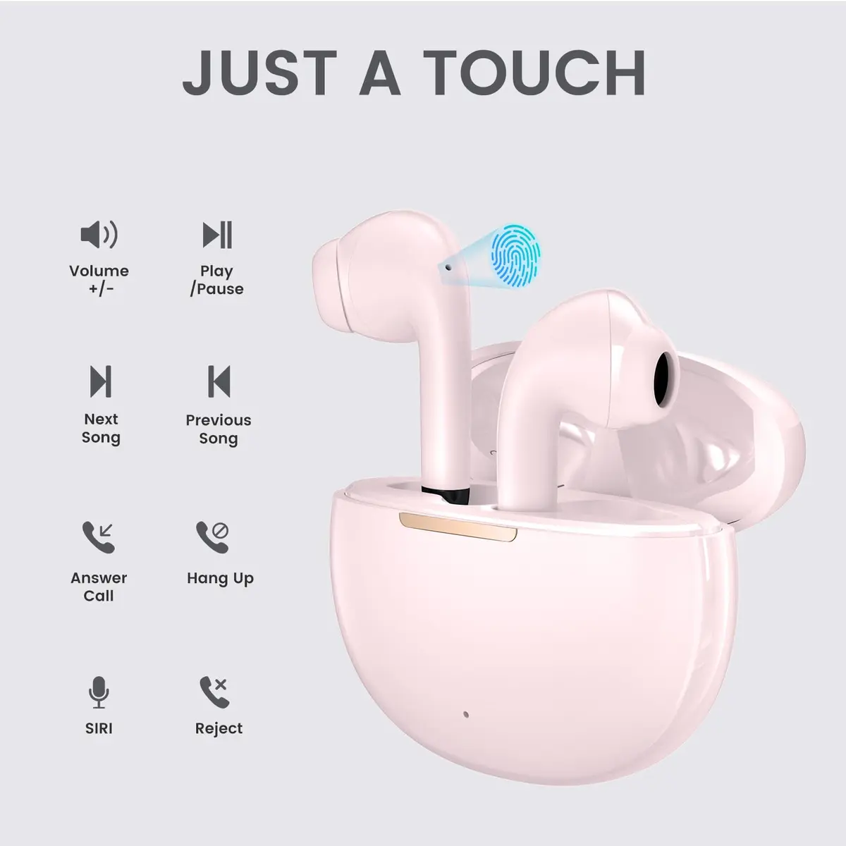 yobola Wireless Earbuds for Samsung Galaxy Ultra Comfort Bluetooth 5.4 Headphones with Charging Case, Pink - view 4