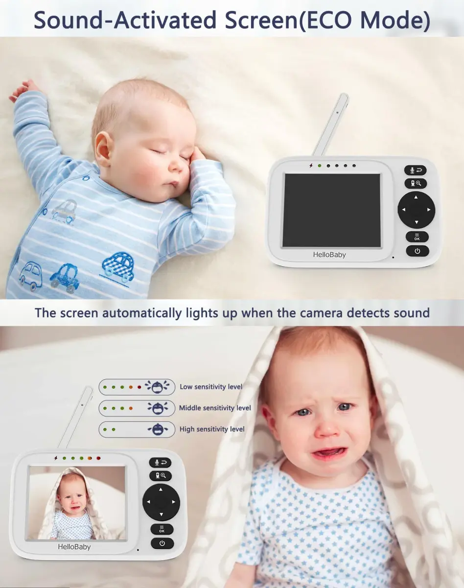 HelloBaby Video Baby Monitor with 2 Cameras & 3.2" Screen | No WiFi, 1000ft Range, Night Vision, Two-Way Talk - view 5